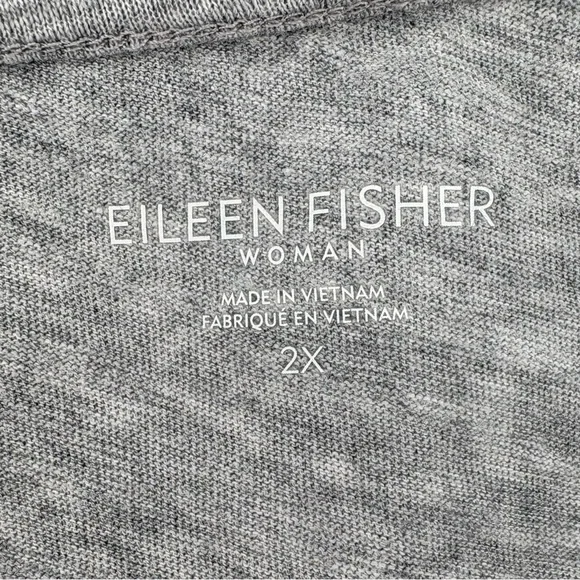 Eileen Fisher sz 2X Dark Pearl Gray Organic Cotton Elbow-Sleeve T-Shirt Dark New - Picture 5 of 12